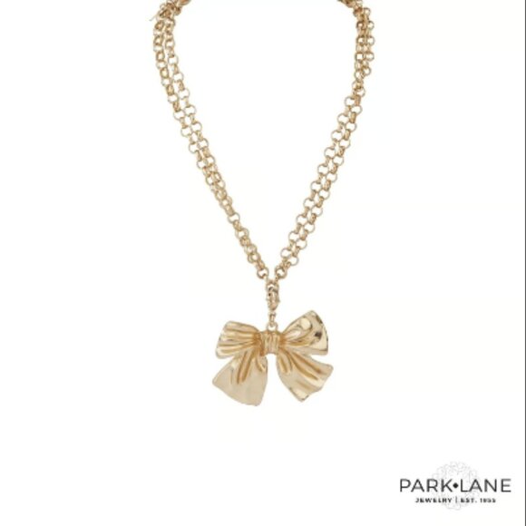 Park Lane "Sleighbell" Gold Finish Detachable Pendant Bow Necklace - Picture 2 of 8